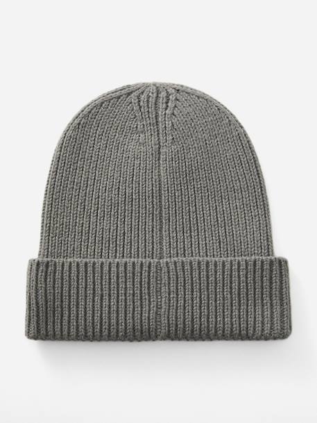 Bonnet garçon à revers Gris moyen+Noir 2 - vertbaudet enfant 