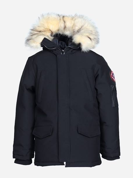 Parka garçon à capuche Bleu foncé+Noir 4 - vertbaudet enfant 
