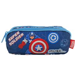 Jouet-Matériel scolaire-Trousse scolaire en tissu 2 compartiments zippés avengers captain america