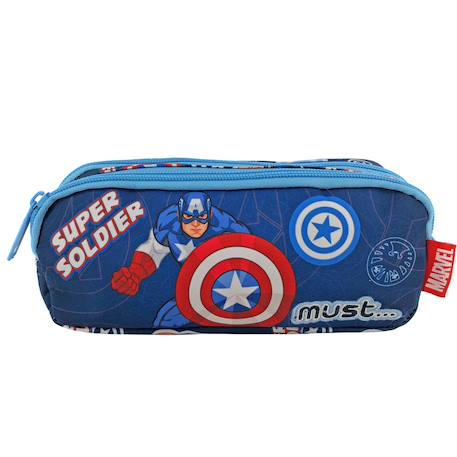 Fille-Accessoires-Trousse scolaire en tissu 2 compartiments zippés avengers captain america