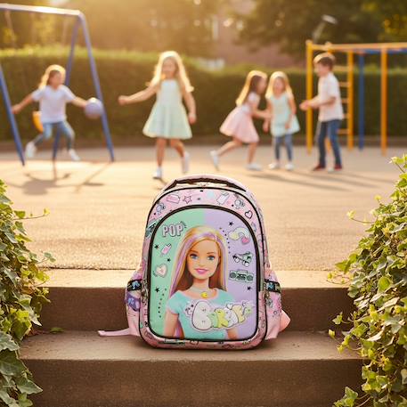Sac à dos préscolaire barbie power pastels portrait et icônes Blanc / rose / clair 2 - vertbaudet enfant 