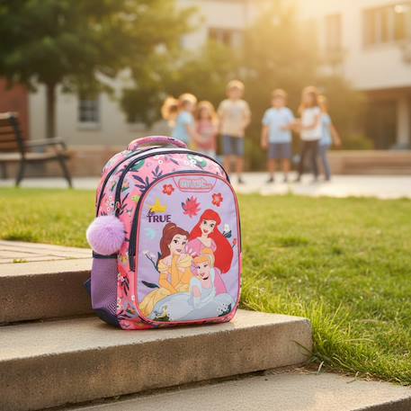 Sac à dos scolaire disney princess be true avec 2 compartiments 43 cm Bleu marine 2 - vertbaudet enfant 