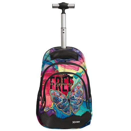 Fille-Accessoires-Sac à dos à roulettes papillons 44 cm 2 compartiments zippés