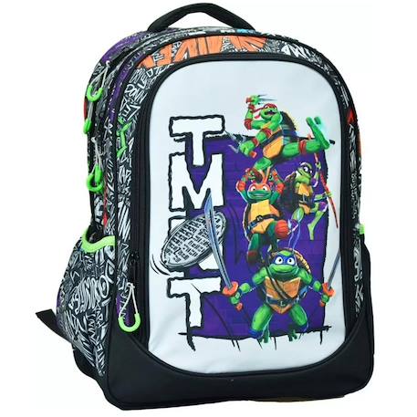 Sac à dos scolaire licence teenage mutant ninja turtles tortue ninja 45 cm Noir / vert / blanc 1 - vertbaudet enfant 