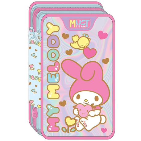 Fille-Accessoires-Trousse à crayons zippée hello kitty must team 3 compartiments – set papeterie