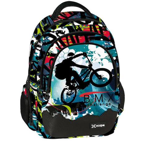 Sac à dos bmx challenge 42 cm – 2 compartiments zippés et poches zippées – bmx challenge Jaune / violet 1 - vertbaudet enfant 