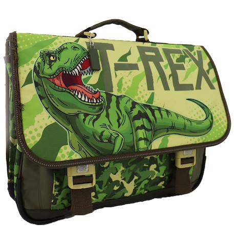 Cartable scolaire dinosaure t-rex motif camouflage 41 cm Vert 1 - vertbaudet enfant 