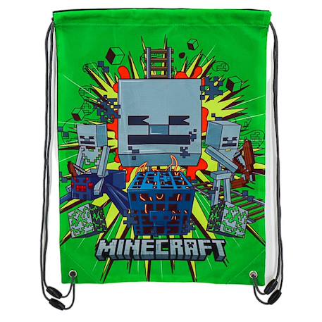 Sac à dos à ficelles minecraft skeleton – minecraft – 42 x 31 cm Vert 1 - vertbaudet enfant 
