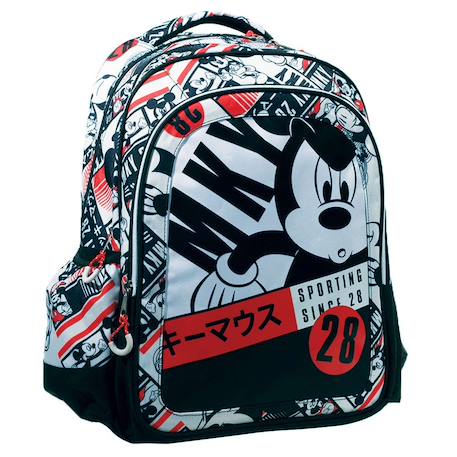 Sac à dos scolaire mickey imprimé sporting 43 cm Noir / rouge / blanc 1 - vertbaudet enfant 