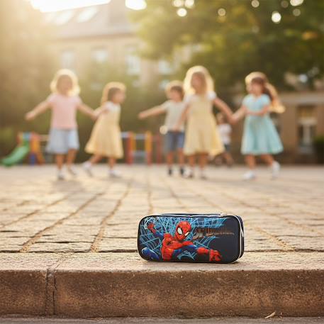 Trousse scolaire 2 compartiments zippés spider-man 23 cm Noir / rouge / bleu 2 - vertbaudet enfant 