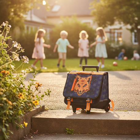 Cartable à roulettes renard pour enfant de primaire 41 cm Bleu / orange 2 - vertbaudet enfant 