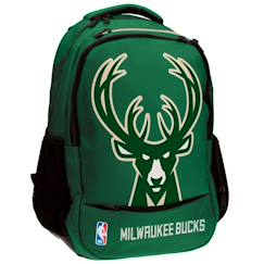 -Sac à dos scolaire 43 cm à 2 compartiments zippés - nba milwaukee bucks