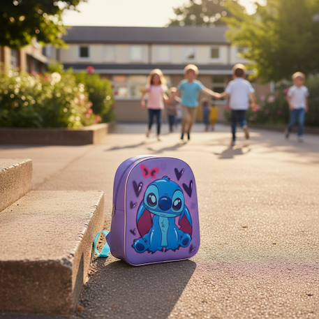 Sac à dos maternelle stitch love motif cœurs et papillons 32 cm Bleu / rose / bleu 2 - vertbaudet enfant 