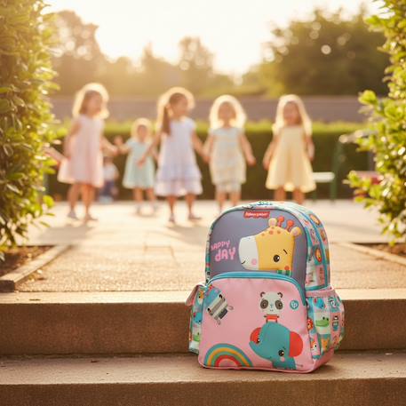 Sac à dos préscolaire motif girafe tissu matelassé fisher-price Blanc / rose / gris 2 - vertbaudet enfant 