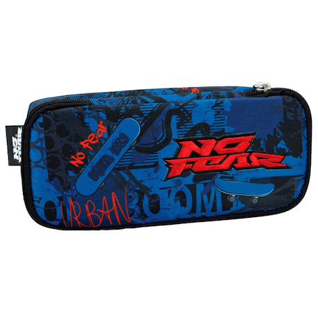 Trousse double textile motif skateboard Bleu / noir / blanc 1 - vertbaudet enfant 
