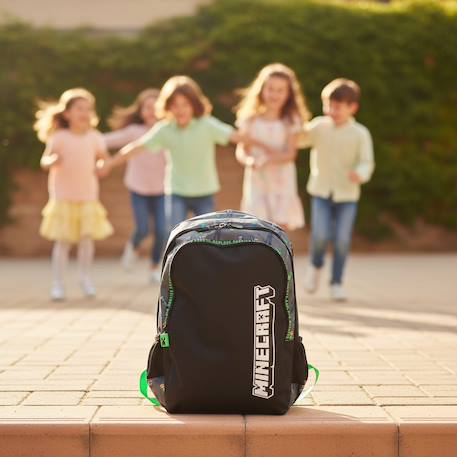 Sac à dos scolaire 2 compartiments minecraft gaming 41 cm Blanc / noir / vert 2 - vertbaudet enfant 