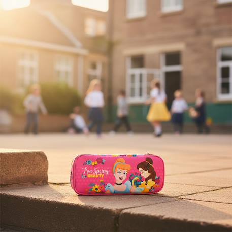 Trousse princesses beauty 2 compartiments zippés disney princess 23 cm Rose 2 - vertbaudet enfant 