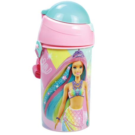 Gourde enfants barbie sirène arc-en-ciel 500 ml pvc – sangle amovible Bleu turquoise 1 - vertbaudet enfant 