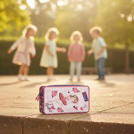Trousse 3 compartiments triple zip ‘i love ballet’ – must Blanc / rose / foncé / blanc 2 - vertbaudet enfant 