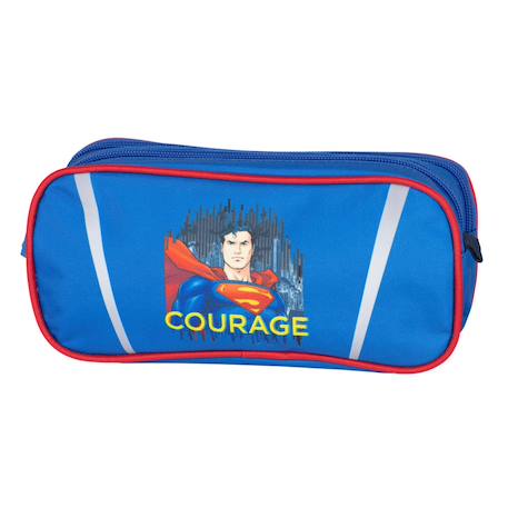 Trousse rectangle superman 22 cm, 2 compartiments, fermeture zip Blanc 1 - vertbaudet enfant 