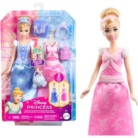 Princesses disney - poupée cendrillon avec 2 tenues Rose et bleu 2 - vertbaudet enfant 