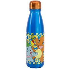 Puériculture-Gourde pokémon lets go aluminium 600 ml pikachu, chenipan, carapuce pokémon