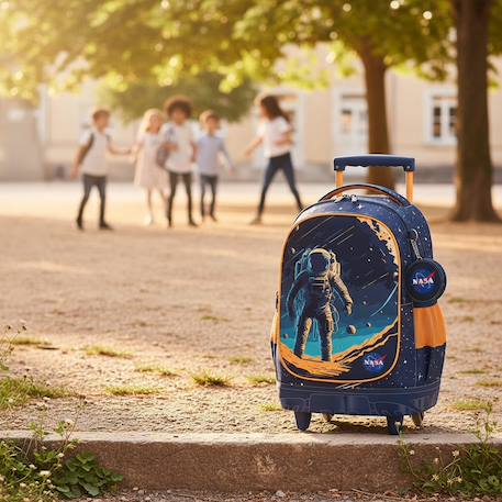 Sac à dos trolley 3 compartiments zippés 45 cm nasa astronaut lune Orange 2 - vertbaudet enfant 