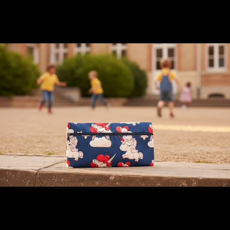 Trousse rectangulaire licorne 1 compartiment zippé 22 cm Bleu 2 - vertbaudet enfant 