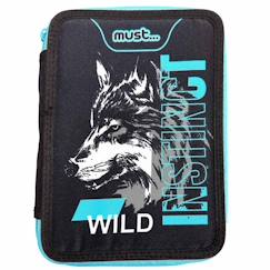 -Trousse garnie double compartiment loup animal planet 21 cm