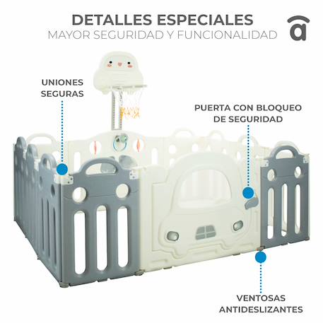 Parc bébé modulable avec activités Montessori Blanc et gris 6 - vertbaudet enfant 