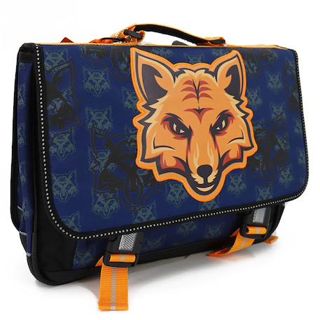 Cartable pour enfant renard 2 compartiments 41 cm Bleu / orange 1 - vertbaudet enfant 