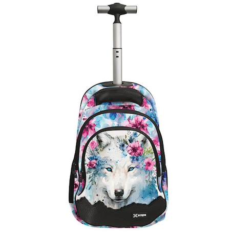 Fille-Accessoires-Sac à dos à roulettes loup floral 44 cm - 2 cpt