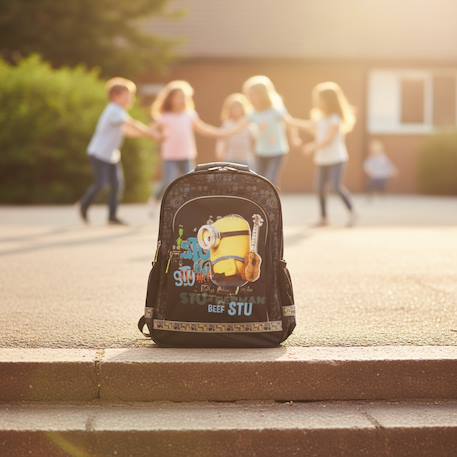 Sac à dos minions à panneau imprimé brillant et dos renforcé Noir 2 - vertbaudet enfant 