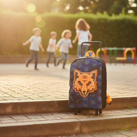 Sac à dos à roulettes renard 34 cm avec poignée extractible Bleu / noir / noir 2 - vertbaudet enfant 