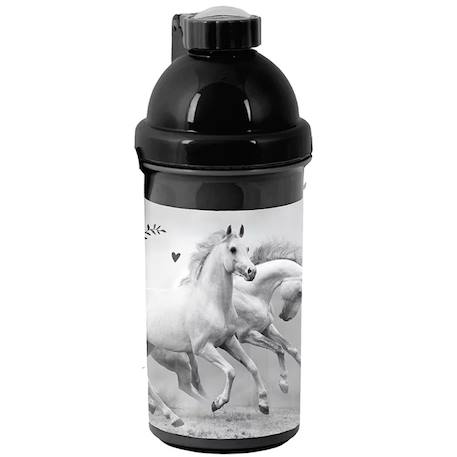 Bouteille de sport cmp et imprimé cheval en plastique 18 cm Noir / blanc 1 - vertbaudet enfant 