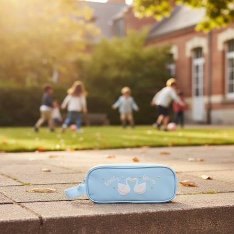 Trousse double zip rectangulaire cisnes 21 cm – glowlab Bleu clair 2 - vertbaudet enfant 