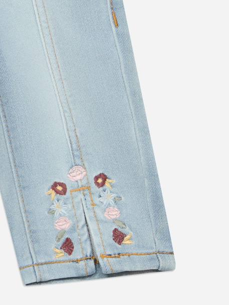 Jean fille à broderies Light-blue denim 2 - vertbaudet enfant 
