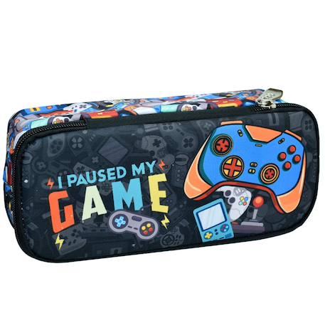 Fille-Accessoires-Trousse zippée 2 compartiments tissu imprimé gaming 23 cm