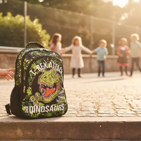 Sac à dos enfant dinosaure t-rex 45 cm Blanc / vert / noir 2 - vertbaudet enfant 