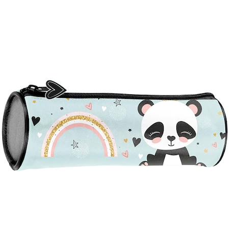 Fille-Trousse ronde paso panda en textile imprimé 21 cm