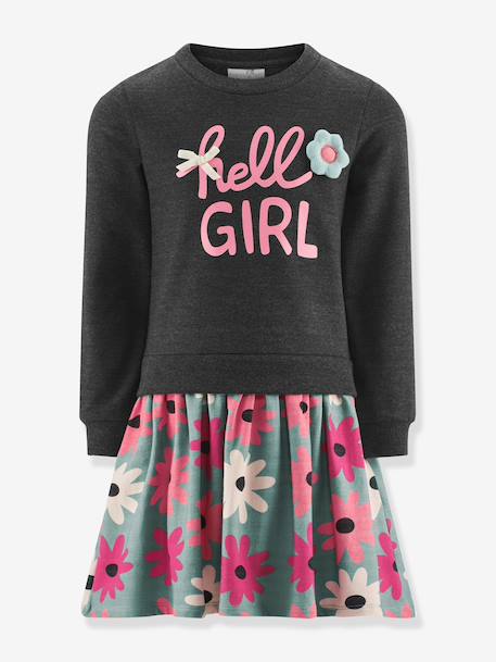 Robe avec message fille Happy Girls anthracite 1 - vertbaudet enfant 