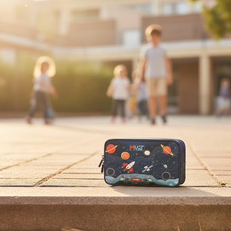 Trousse à fermeture zippée 2 compartiments espace 21 cm Bleu marine 2 - vertbaudet enfant 