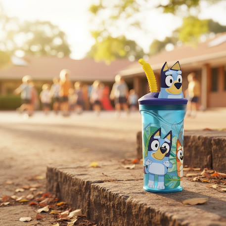 Gourde bluey 360 ml avec paille intégrée et bouchon 3d bluey Bleu 2 - vertbaudet enfant 