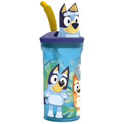 Puériculture-Gourde bluey 360 ml avec paille intégrée et bouchon 3d bluey