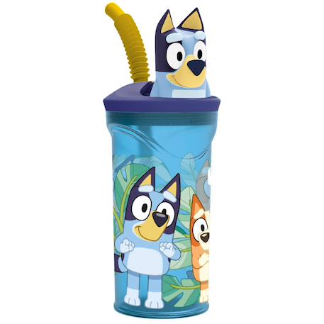 Gourde bluey 360 ml avec paille intégrée et bouchon 3d bluey Bleu 1 - vertbaudet enfant 