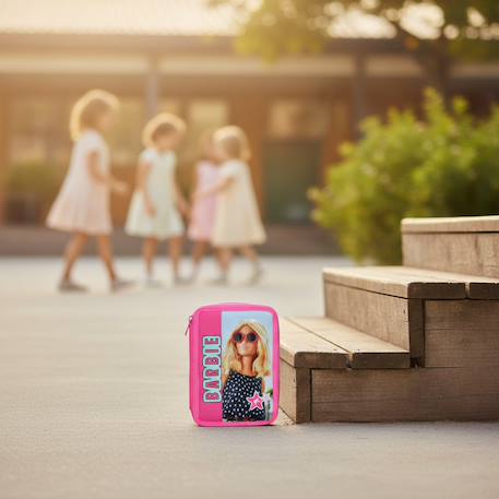 Trousse zippée barbie étoiles garnie 2 compartiments 18 cm - barbie Rose 2 - vertbaudet enfant 