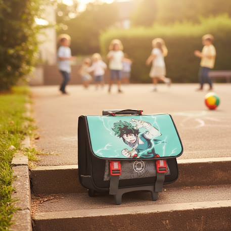 Cartable trolley 2 compartiments my hero academia manga 41 cm Noir / vert / gris 2 - vertbaudet enfant 