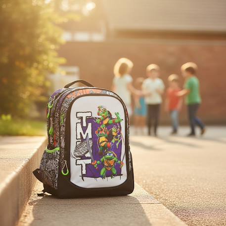 Sac à dos scolaire licence teenage mutant ninja turtles tortue ninja 45 cm Noir / vert / blanc 2 - vertbaudet enfant 