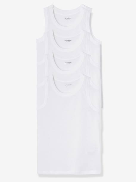 Lot 4 débardeurs maillot de corps BASICS blanc 2 - vertbaudet enfant 
