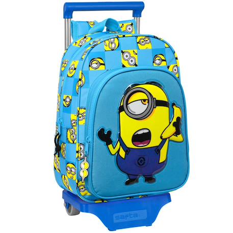 Sac à dos à roulettes maternelle minions banane 34 cm Bleu / jaune 1 - vertbaudet enfant 